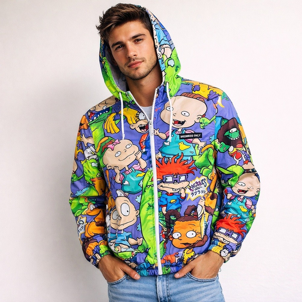 Members Only x Nickelodeon Rugrats Windbreaker Jacket Medium M Unisex